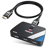 NEWCARE 4K@120Hz HDMI Switch 3 in 1 Out, HDMI 2.1 Splitter 8K@60Hz with 2.6 ft HDMI 2.1 Cable, HDMI Switcher Support 48Gbps, HDR10+, VRR, Dolby, HDCP 2.3, Compatible with PS5/PS4 Xbox TV Projector