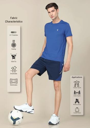 Image of TECHNOSPORT Men's Slim Fit Polyester Activewear Sports T-Shirt with Moisture-Wicking Comfort for Workout, Running & Gym