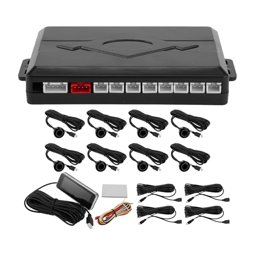 Motoforti Auto Vehicle Reverse Backup Radar System Reverse Parking Sensors Sound Warning Alarm Buzzer Reminder Distance Detection Black 8 Parking Sensors