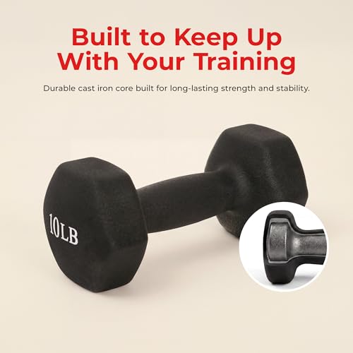 Image of Sunny Health & Fitness Neoprene Coated Hex Shaped Dumbbell Non-Slip Fitness Weights for Home Gym Exercise, Full Body Workout Strength Building, Weight Loss, Sold in Pairs - Sizes - 2LB, 5LB, 8LB, 10LB