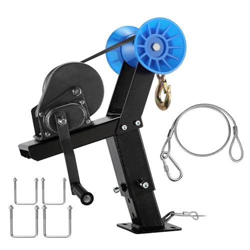 Adjustable Boat Trailer Winch Stand with 1200LB Winch & Roller Fits 3 W x 4 H Trailer Drawbar Boat Trailer Winch Mount for Fishing Boats & Motorboats