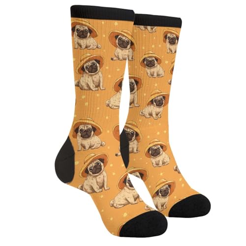 Tuaakeo Funny Pugs Novelty Socks Casual Athletic Crazy Crew Socks For Women Men Gifts