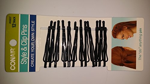 Conair 12 Count Black Bobby Pins for Adults, Unisex, 12 Pieces, 1 Pack
