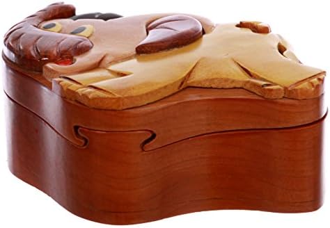 Handcrafted Wooden Animal Shape Secret Jewelry Puzzle Box - Elephant image 5