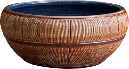 Tepototo セラミック製 睡蓮鉢 金魚鉢 メダカ用鉢 水耕植木鉢 大型植木鉢 亀水槽 水がめ スイレン 銅コイングラス用 ベランダ リビング アイデア置物 家庭用 オフィス用 (D)
