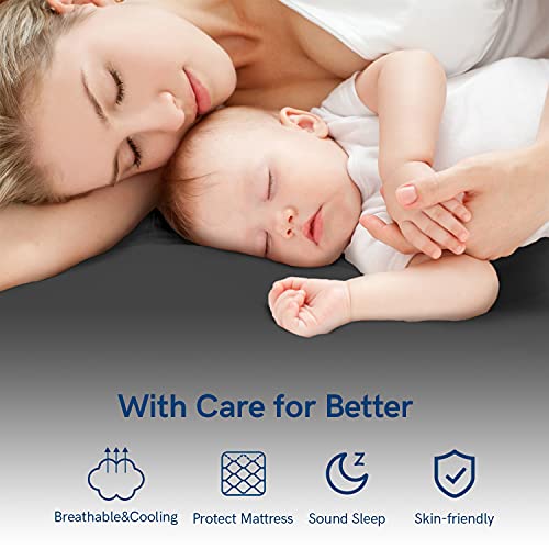 ELEMUSE Full XL Grey Mattress Topper for Back Pain, Extra Thick Mattress Pad Cover, Plush Soft Pillowtop with Elastic Deep Pocket, Overfilled Down Alternative Filling