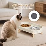 Elevated Cat Bowl, Raised Cat Food and Water Bowl Set for Indoor Cats, Splash Proof with 2 Stainless Steel Pet Food Bowls for Cats and Puppies, Whisker Fatigue and Dishwasher Safe - White - Image 5
