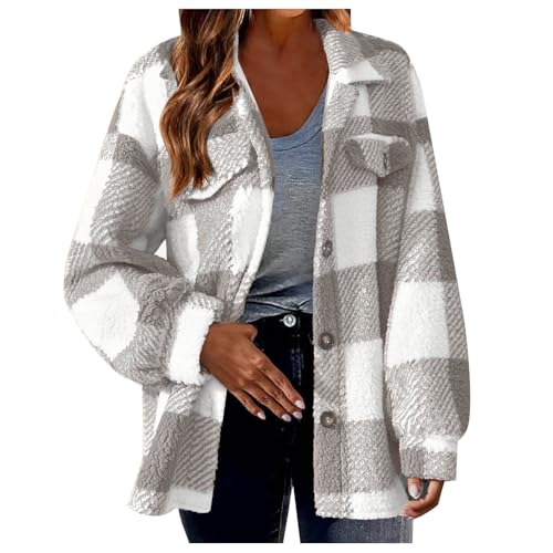 LRMQS Winter Jackets for Women Trendy Fuzzy Sherpa Fleece Shacket Teddy Coats 2025 Fashion Warm Fall Winter Cardigan Sweaters
