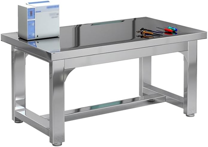 Stainless Steel Table for Prep & Work, Commercial Heavy Duty Storage Table with Adjustable Feet, Floor-Standing Workbench for Restaurant Home Hotel(80x60x80cm)
