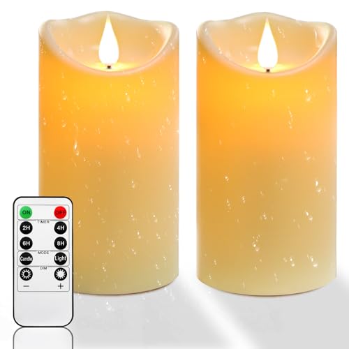 Da by Vela LED, vela impermeable al aire libre, vela LED intermitente, vela alimentada por batería con control remoto y temporizador, plástico blanco marfil, 8cm x 15cm 2pcs