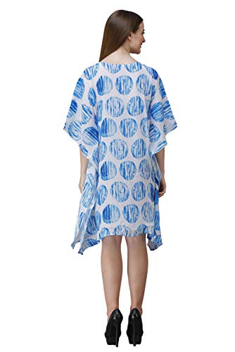 Image of RAVI RAJORIA Georgette Digital Printed Beach Wear Kaftan Blue Free Size R800 | Multi Color 2