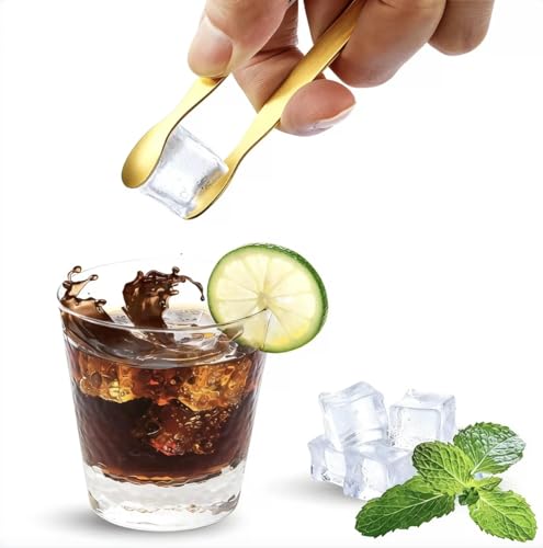 Ice Tongs Sugar Cubes Tongs - Stainless Steel Mini Serving Tongs Appetizers Tongs Small Kitchen Tongs for Tea Party Coffee Bar (12PCS, Golden) - Image 3