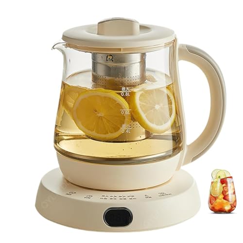 QYLTTDM Multi-functional Health Pot, 600w Electric Hot Water Kettle, Smart Touch Panel, 0.8l Glass Health Pot, 304 Stainless Steel Filter, Heating Plate Anti-Slip Base Pads Time Reservation Available