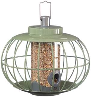 The Nuttery LAND03 Chinese Lantern Seed Squirrel Proof Bird Feeder - Hanging Seed Feeder for Garden Birds - Stylish, Sturdy Design - Metal Bird Feeder in Celadon Green