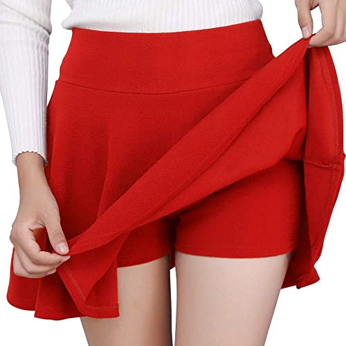 Image of Mehrang Spandex Women's Classic Stretchy All Time Trendy Skater Skirt with Attached Inner Shorts and Flared Inskirt