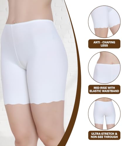 Image of GLAMORAS Women Nylon Spandex High Waist Stretchable Skin Fit Shorties Seamless Under Skirt Cycling Biker Bicycle Shorts