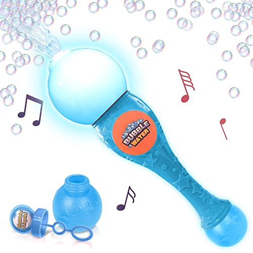 Image of ArtCreativity Bubble Wand for Kids Toys, Light Up Automatic Bubble Blower Maker Wand with LED & Music, Toddler Bubble Toy, Fluid & Batteries Included, Great Gift Idea, Bubbles Party Favor – Blue