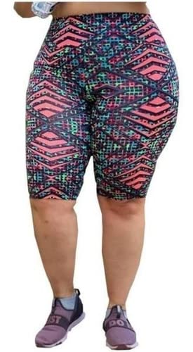 Shorts Bermuda Feminina Plus Size Cós Modelador Alta Compressão Suplex caminhada/corrida/ciclismo/ex
