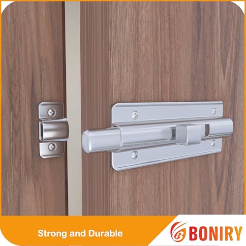 Image of Boniry Premium Heavy Duty Door Latch | Door Stopper Lock | Main Door High Security and Home and Office Doors for Wooden and PVC Door Latch (1, Silver)