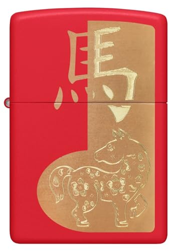 Encendedor Zippo rojo mate horóscopo chino caballo miniatura 1