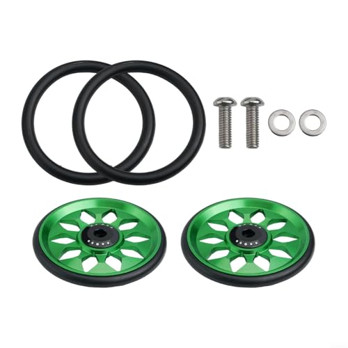 Ruedas de Entrenamiento para Bicicletas Plegables Belnotelt, Aleación de Aluminio, Tornillo M6, Resistentes al Desgaste, Ligeras (par en color verde) miniatura 7
