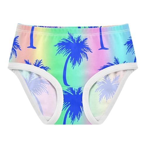 Girls Underwear Toddlers 2t Cotton Little Girl Panties Fun Kids Briefs Undies Palm Tree Pastel Rainbow Gradient