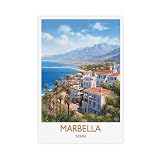 wangpaihui Marbella Travel Print Travel Poster of Marbella Spain Art Gift Wall Art Canvas Poster Bedroom Decor Office Room Decor Gift Unframe 12x18inch