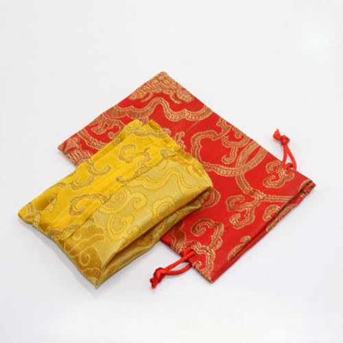 ELAYARD 12 Pièces Petit Paquet à Cordon Brodé Jaune en Coton Lin – vue 8