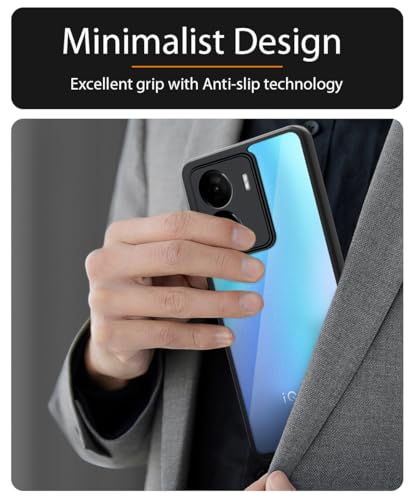 Image of WOW IMAGINE Shockproof Hybrid Back Cover for iQOO Z7 5G | iQOO Z7s 5G | Hard Slim fit Back Case | PC & TPU | Clear Transparent Case - Black