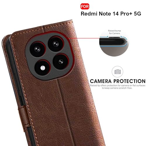 Image of TheGiftKart Flip Back Cover Case for Mi Redmi Note 14 Pro Plus 5G | Dual-Color Leather Finish | Inbuilt Stand & Pockets | Flip Back Case Cover for Redmi Note 14 Pro+ 5G (Faux Leather, Brown & Coffee)