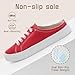 Women's Slip-on Canvas Mule Sneakers with Suede Memory Foam Insole - Backless Comfort Casual Shoes Red 09