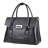 HJLLJJGA Briefcases For Men Genuine Leather Briefcase Women Handbags Large Capacity Ladies Fashion Shoulder Messenger Bags(Black)