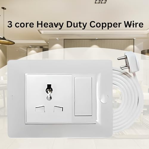 Image of ELEGANT CASA 6 Amp Electric Extension Board with Cord 1 Socket with Safety Shutter Individual Switch for Small and Light Home, Office Appliances with 6 Amp Plug Top 3 Core 1.5 mm, 3-Meter Copper Wire