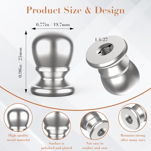 Image of 2 Pcs Ball Lamp Finial Caps, 1 /4-27 Inch Threaded Solid Lamp Shade Head Top Screw Knobs Decorative Replacement Nuts for Lamp Shade, Lighting Fixtures, Table or Floor Lamps (Polished Silver)