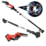 MGYM Pole Saw & Cordless Chainsaw, 17-Foot MAX, 19.2Ft/s 20V Battery Powered Li-Ion Battery 4" Cutting Electric Pole Saw, 5 Adjustable Angles, Fast Charger Included for Tree Trimming