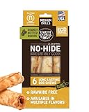 Earth Animal No Hide Medium Peanut Butter Flavored Natural Rawhide Free Dog Chews Long Lasting Chew Sticks | Treats for Large Dogs | Great for Aggressive Chewers - 6 Count