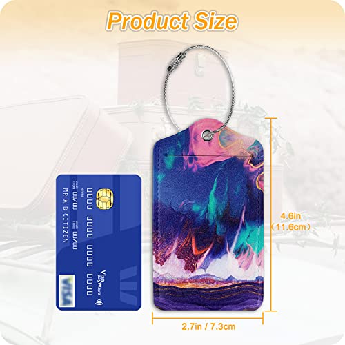 Image of Set of 2 Luggage Tag Suitcases Tag with Privacy Name Lable ID Card PU Leather Baggage Tags for Men Women Travel
