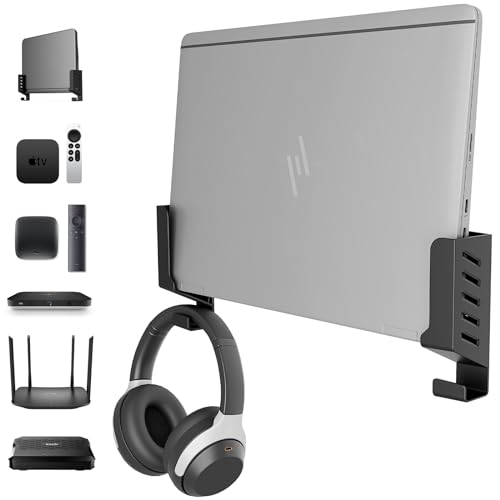 sciuU Soporte de Pared - para Portátiles/TV Box/WiFi Enrutador/Módems - Compatible con TP-Link, Mi Box, Apple TV, Sky Q, Estante Mural para Dispositivos Espesor < 4cm, Negro