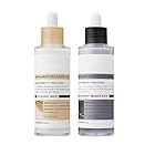 Peel Shot Glow Rice Ampoule Duo,Black and White Rice Peeling Ampoule, Rice Exfoliating Ampoule Set,Soft Rice Exfoliating Face and Body Black and White Rice Exfoliant for All Skin Types (2 PCS)