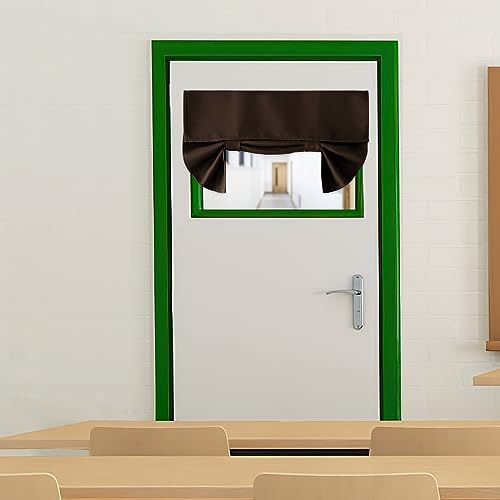 RYB HOME Door Window Curtains for Patio Door, Room Darkening Draft Block Short Window Shades Privacy Thermal Insulated Blinds for French Door Window, W26 x L20 inch, Brown, 1 Panel