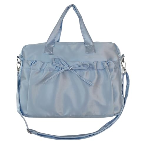 Delicate Pleated Crossbody Bag for Women Nylon Bows Shoulder Bag Large Capacity Handbag Casual Top Handle Bags