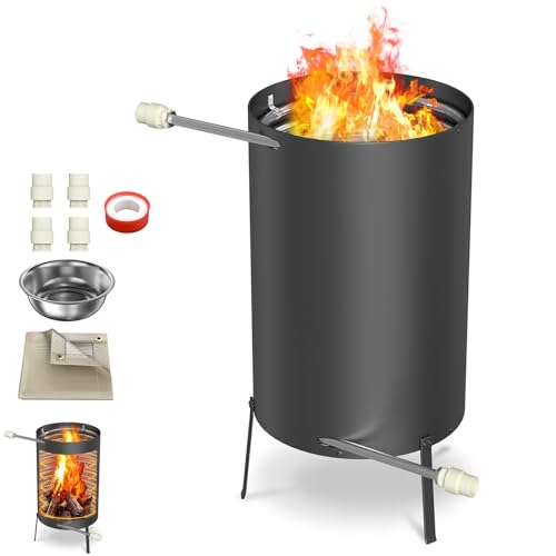 LZQ Chauffage de piscine, avec feu et spirale chauffante, en acier inoxydable, avec raccords de diamètre 32/38 mm, 28 l, noir, 1 pièce