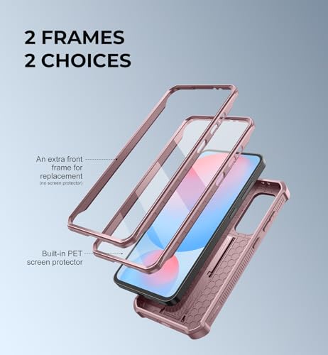 Image of Dexnor for Samsung Galaxy S24 FE Case with Built-in Slide Camera Cover & Screen Protector & Kickstand,Heavy-Duty Rugged Case Full-Body Bumper Protective Cover for Galaxy S24 FE(2024),Peony Pink