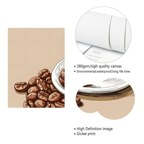 Tableau de café impression sur toile marron décoration intérieure 70 x 100 cm