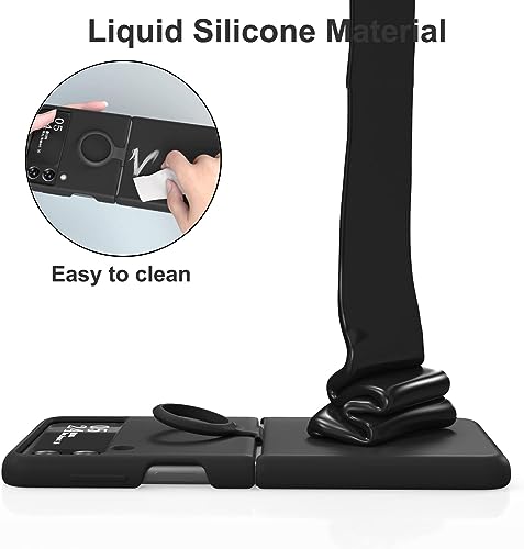 Image of MIDOS Back Cover Compatible with Samsung Z Flip 3 Silicone Case Full Protection Shock Proof Case for Samsung Galaxy Z Flip 3 (Black)