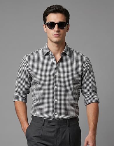 Image of Afflatus Men's Classic Gingham Check Slim Fit Button-Down Dress Shirt for Man | Long Sleeve Cotton Casual Formal Wear | Plaid Checkered Shirt for Men | Business Casual Office Wear