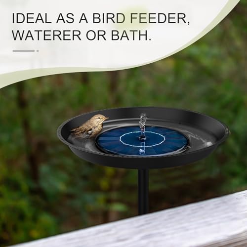 EFUTURETIME Vogelbad voor buiten, op voet, φ 30 x 90 cm, vogelbad van metaal, vogelvoederbak, in hoogte verstelbaar dienblad, tuindecoratie, zwart - Afbeelding 4