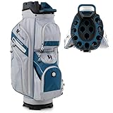 FANTASK Golfwagentasche mit 14 er Unterteilung & Tragegurt, Golfbag, leichtes Golf Cart Bag mit Regenhaube & 11 Taschen für Herren & Damen, Marineblau