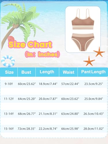 Image of Girl's 2 Piece Swimsuit Solid Spaghetti Strap Bikini Sets Beach Bathing Suit Swimwear for Teen Kids