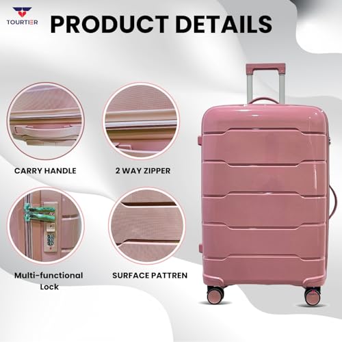 Image of 28-Inch Hard-Shell Luggage Suitcase | Lightweight 3.7 kg | 360 Spinner Wheels | 2-Way Zipper | Multi-Functional Lock | Business & Family Travel Trolley Bag (1, BPINK-28INCH)